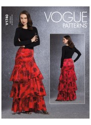 1740 VOGUE FIT LINED LONG FLOUNCE WRAP SKIRT LENGTHS PATTERN 6-14 or 14-22 choice NEW